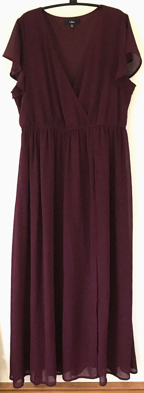 Lulus Wine Burgundy Maxi Empire Formal Bridesmaids Dress XL 44“ chest